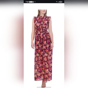 Vince Camuto Women's Ruffled Floral Chiffon Maxi Dress